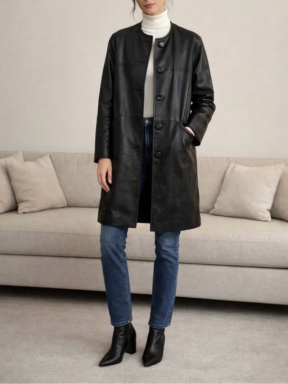 Vintage Joseph Magnin Black Leather Coat